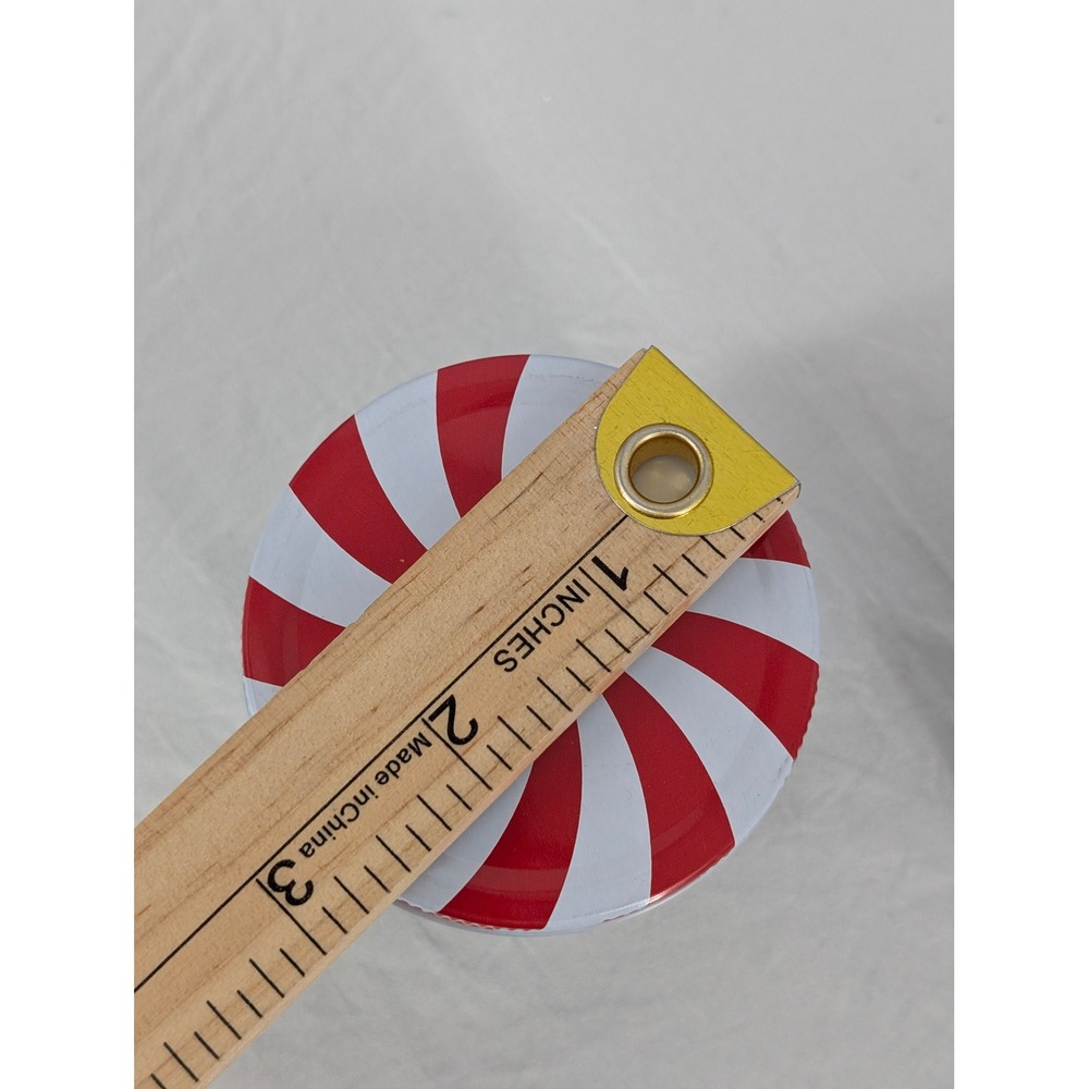 Holiday Style Glass Canister Jar 4 oz Candy Cane Lid Set of 3 Christmas Jar - Picture 6 of 6